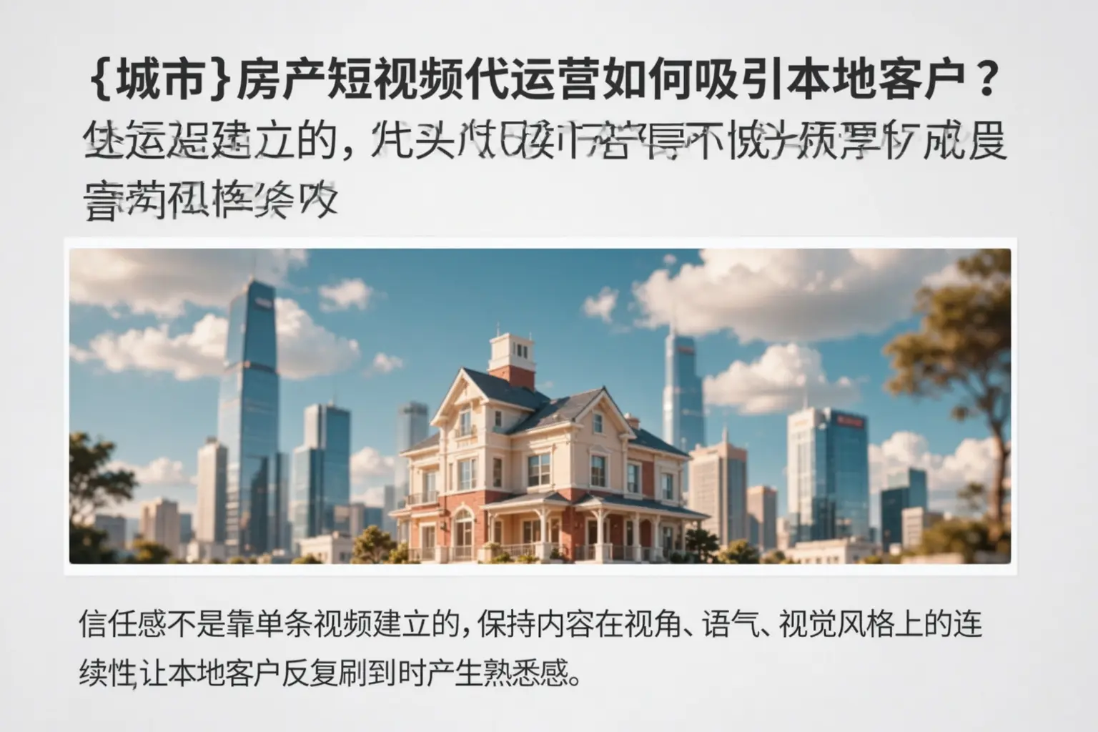 安居房产短视频代运营如何吸引本地客户？